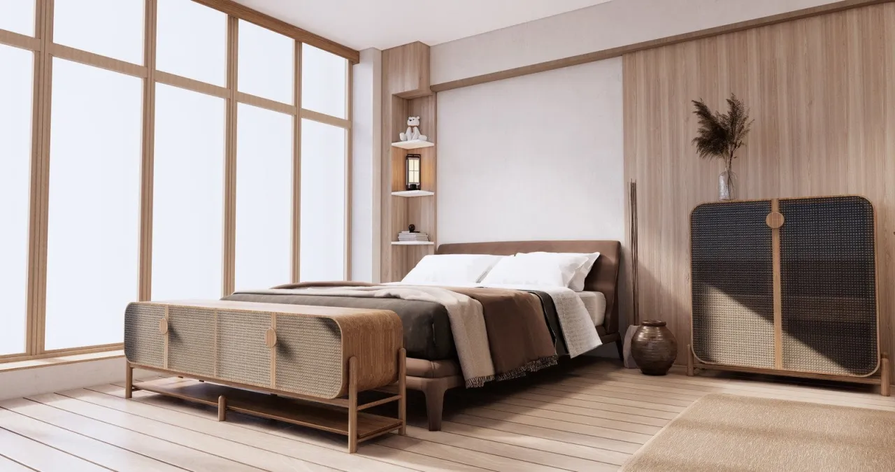 Paleta kolor&oacute;w sypialnia Japandi