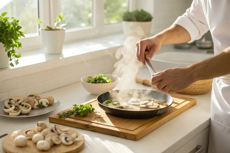 Przygotowanie farszu pieczarkowego
