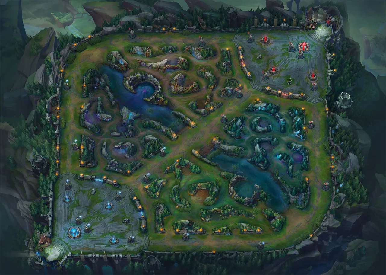 League of Legends mapa z rolami