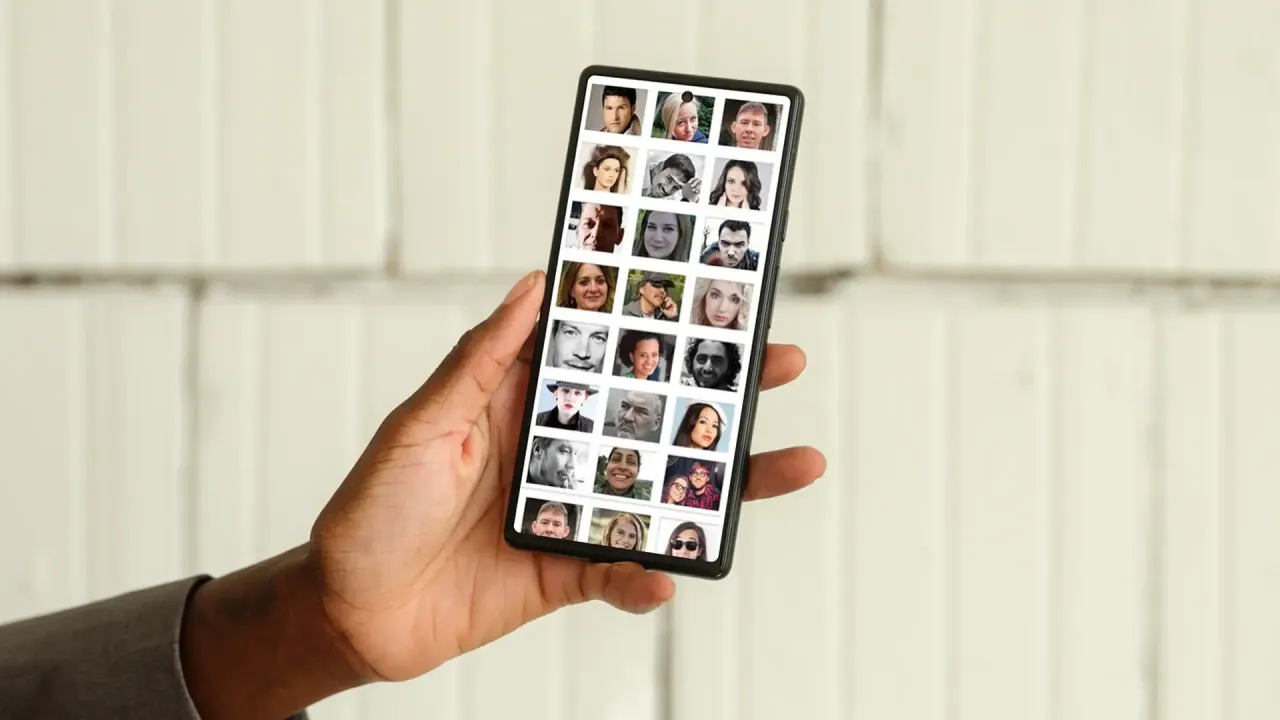 osoba wybierająca zdjęcia w galerii telefonu