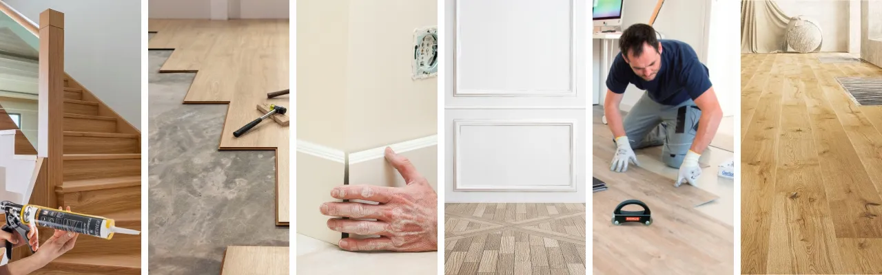 Montaż parkietu: schody, układanie desek, listwy przypodłogowe, panele ścienne i podłogowe.