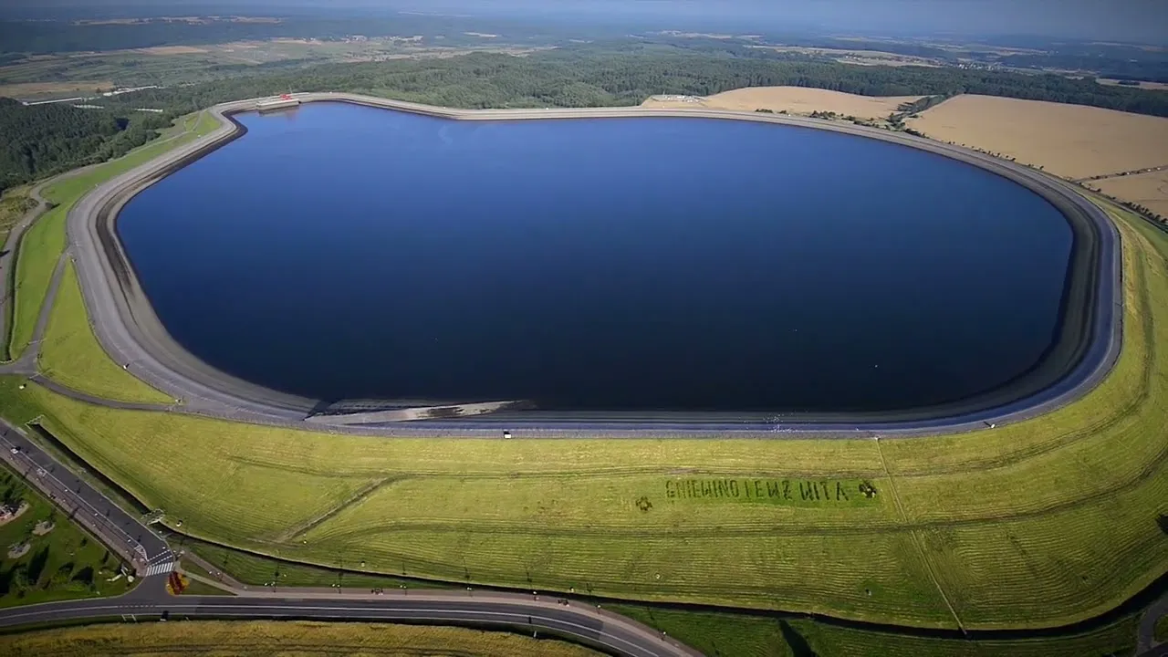 Elektrownia szczytowo-pompowa Żarnowiec widok z góry