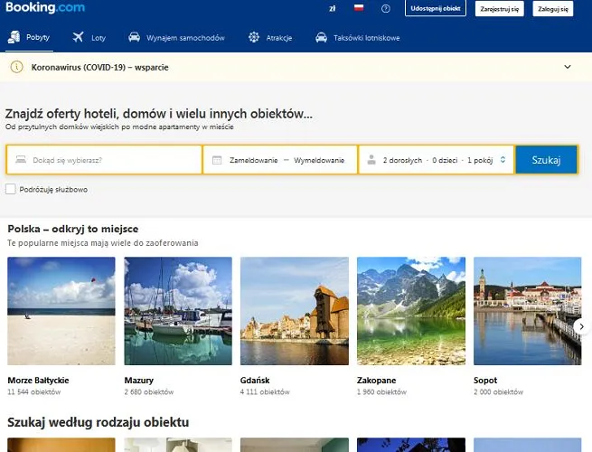 strony internetowe booking airbnb nocowanie.pl