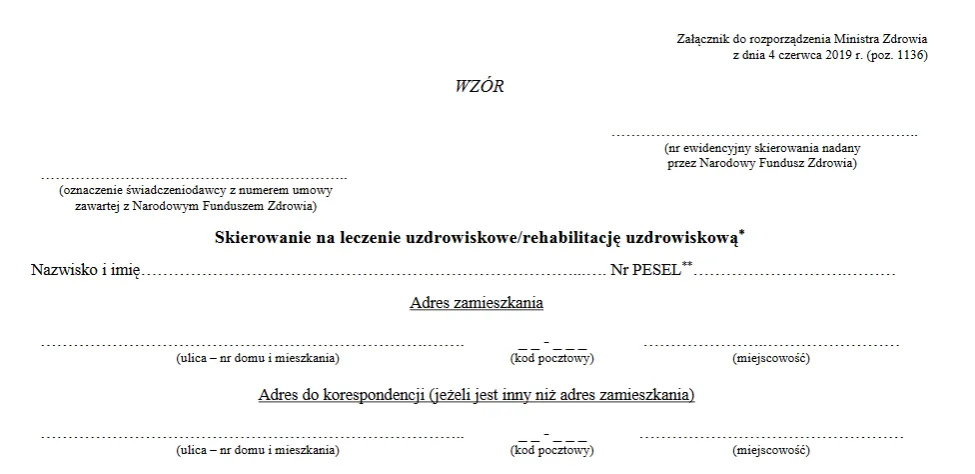 skierowanie na rehabilitację NFZ termin ważności