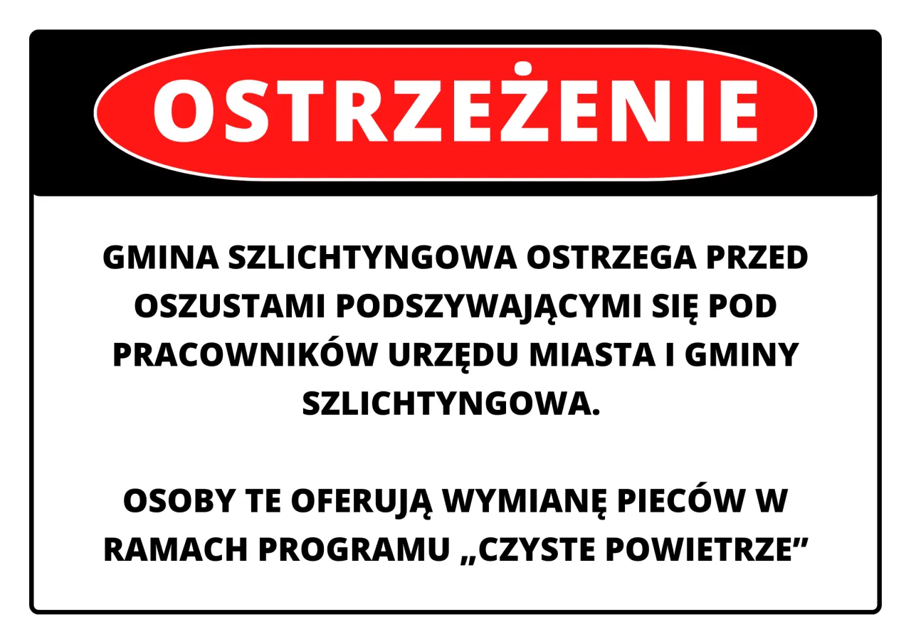 Ostrzeżenie przed oszustwami Czyste Powietrze