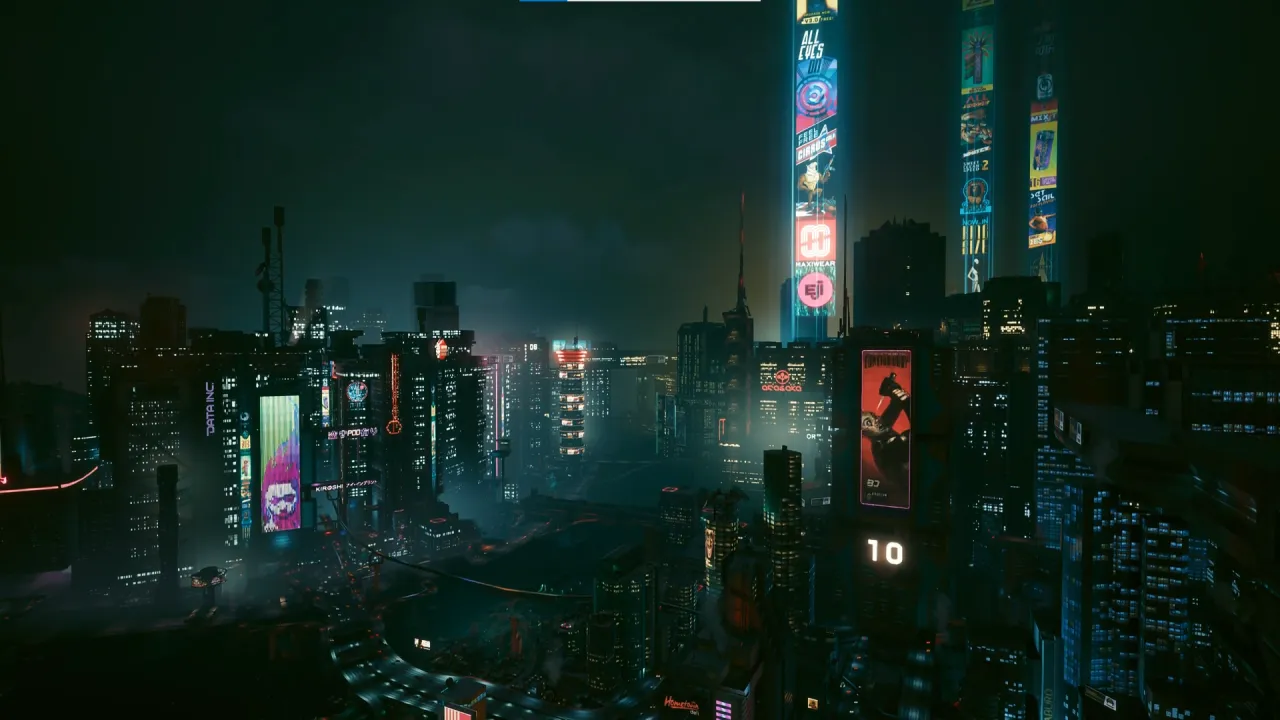 Cyberpunk 2077 Night City panorama