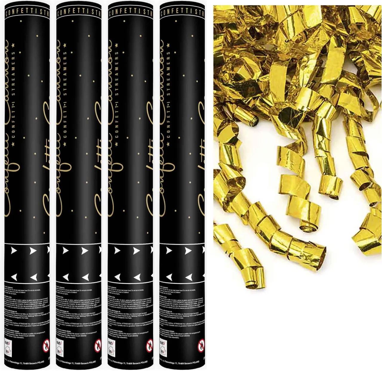 r&oacute;żne rodzaje konfetti i tuby strzelające