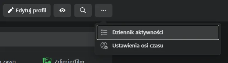 Facebook Dziennik Aktywności filtrowanie
