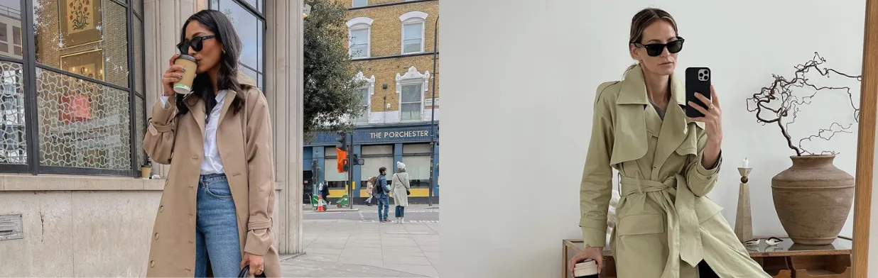 inspiracje stylizacje z trenczem na co dzień do biura wieczorowe