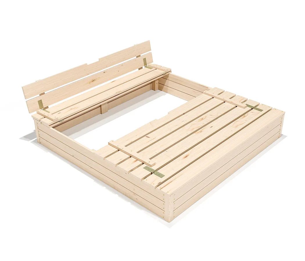 zamykana piaskownica z ławeczkami