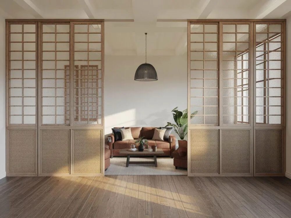 Pok&oacute;j podzielony meblami z dobrym oświetleniem i komunikacją