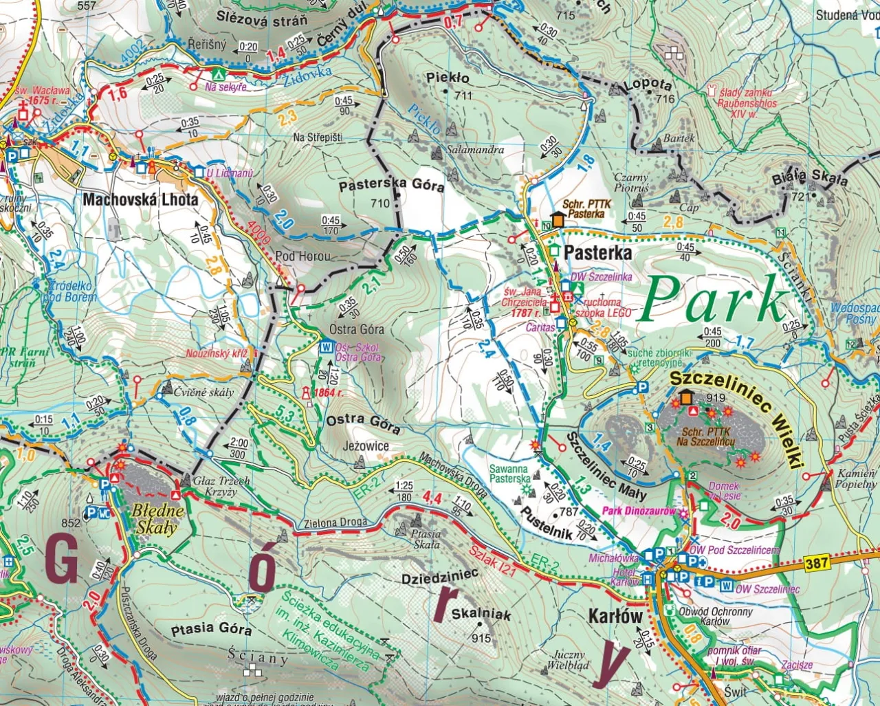 G&oacute;ry Stołowe szlaki turystyczne mapa