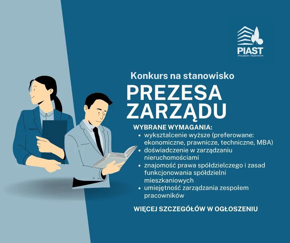 Wymogi prezes spółdzielni mieszkaniowej infografika