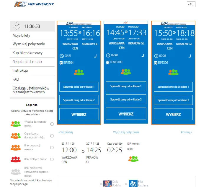 PKP Intercity brak wolnych miejsc