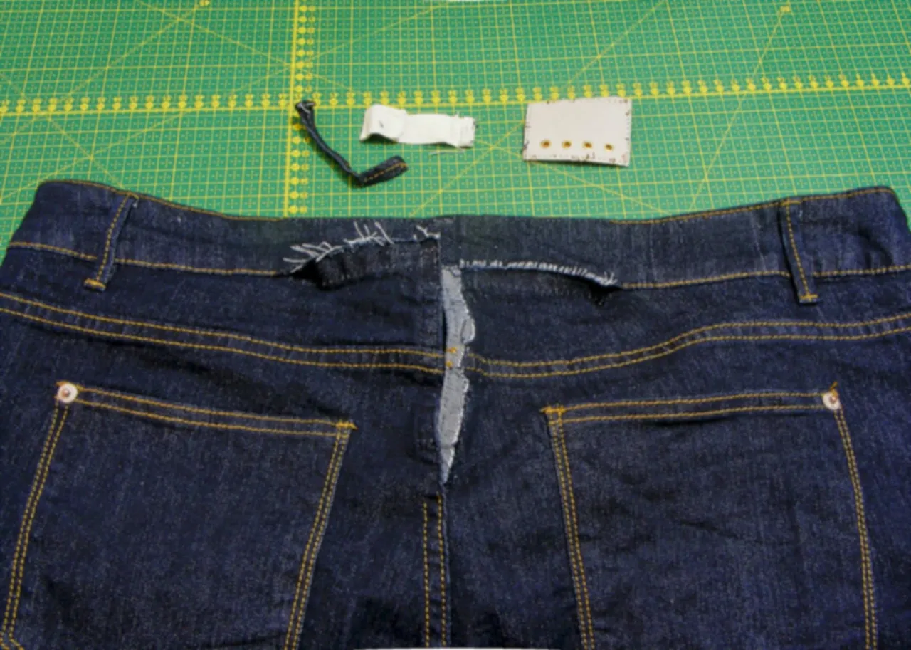 DIY zwężanie spodni gumka guzikowa