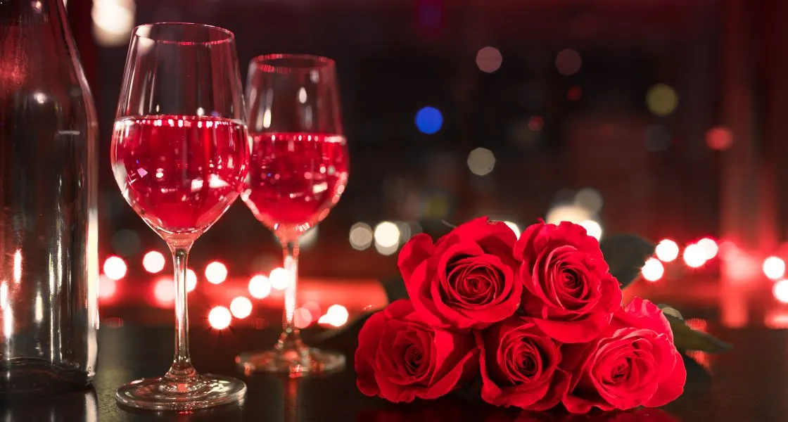 romantyczny wieczór wino