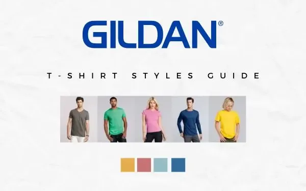 verschiedene Gildan T-Shirt Modelle nebeneinander auf Kleiderb&uuml;geln