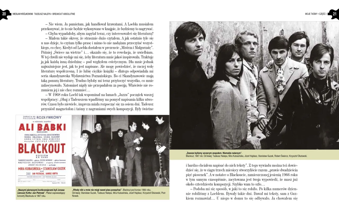 Członkowie zespołu Blackout, w tym Tadeusz Nalepa, na zdjęciu z 1967 roku. Wspomnienie o tekstach piosenek, kiedy byłem małym chłopcem.