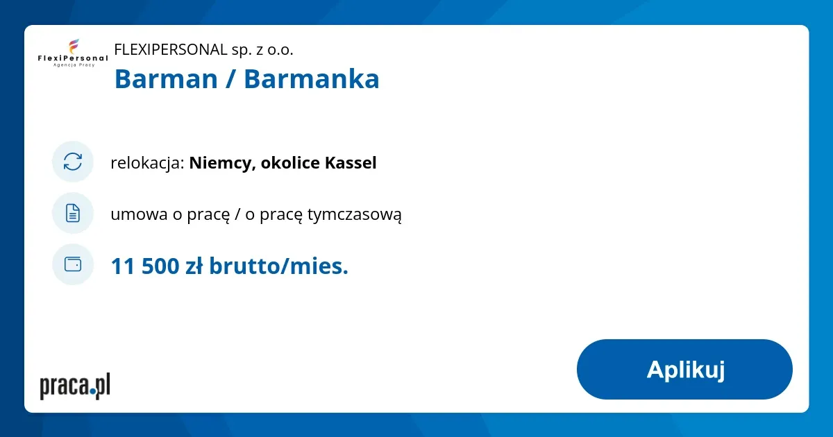 barman w Niemczech praca