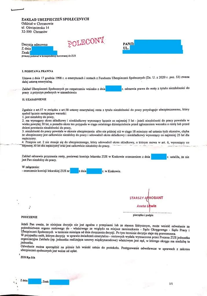 Zdjęcie Co robić, gdy ZUS nie przyznał renty? Sprawdź, jak odwołać się.