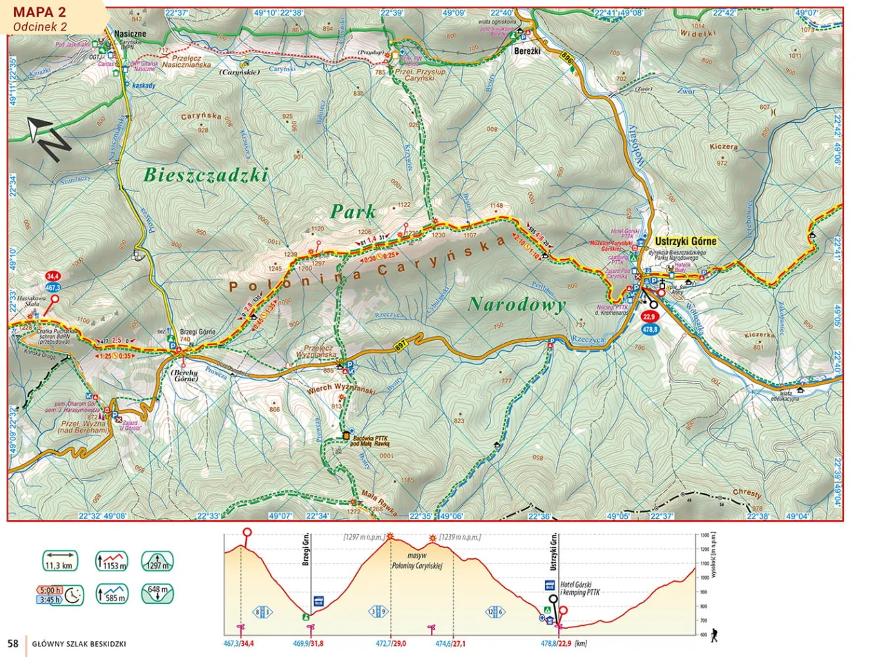 Planowanie wędrówki GSB mapa ekwipunek