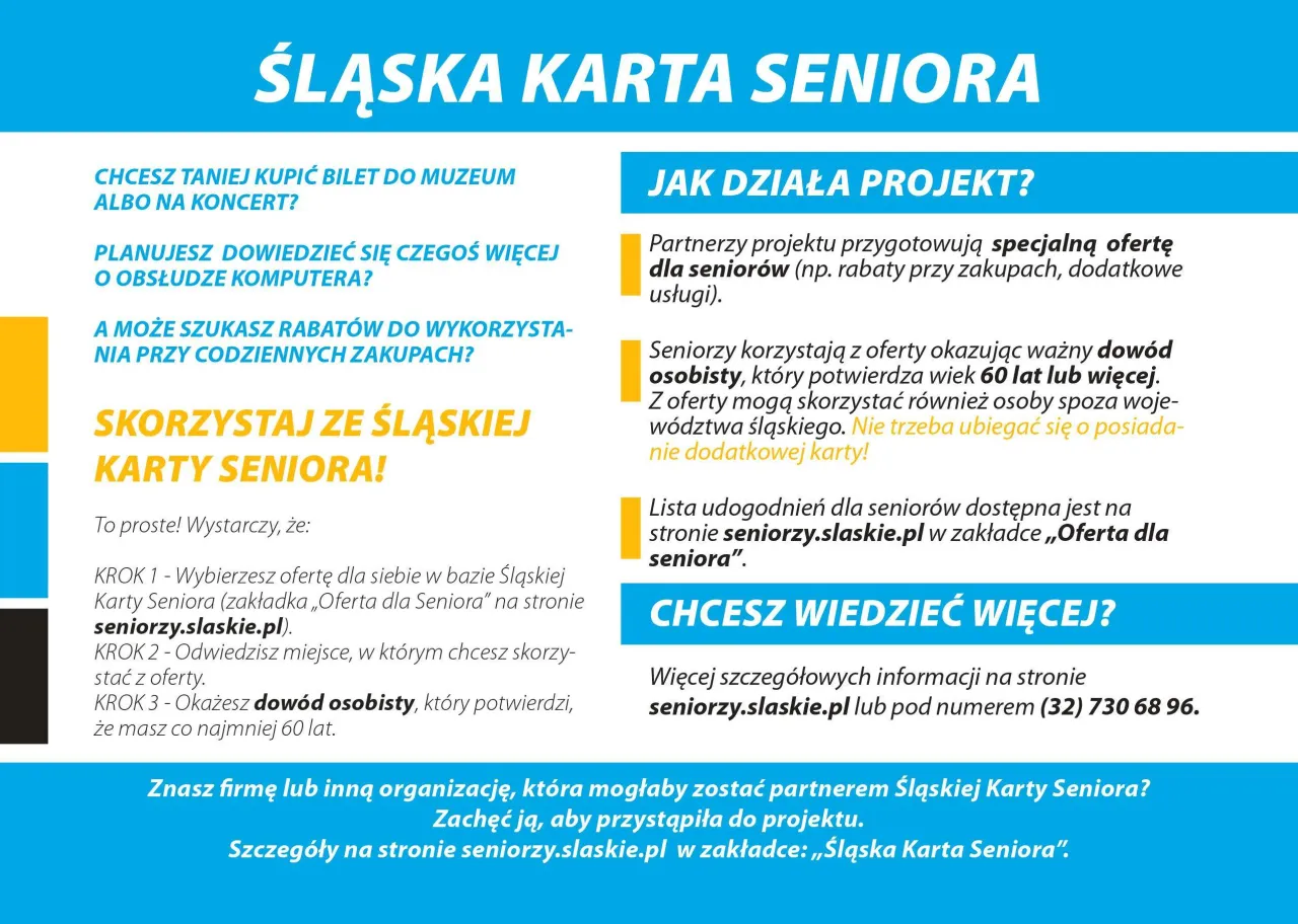 Punkty składania wniosków Śląska Karta Seniora