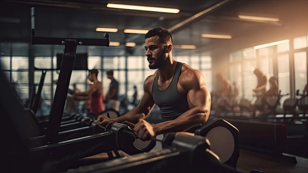 Mężczyzna ćwiczy na siłowni, budując masę. Zastanawiasz się, ile razy w tygodniu ćwiczyć biceps, by osiągnąć podobne rezultaty?