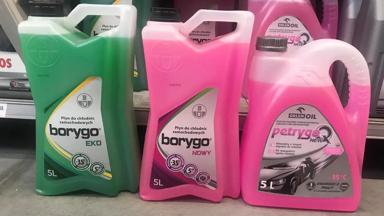 r&oacute;żne rodzaje płyn&oacute;w chłodniczych oznaczenia