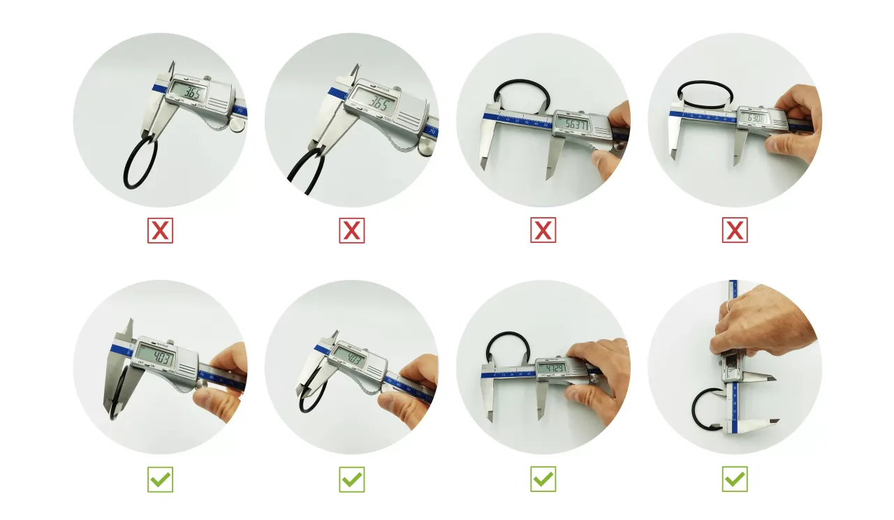 jak mierzyć uszczelkę suwmiarką, pomiar uszczelki bateria