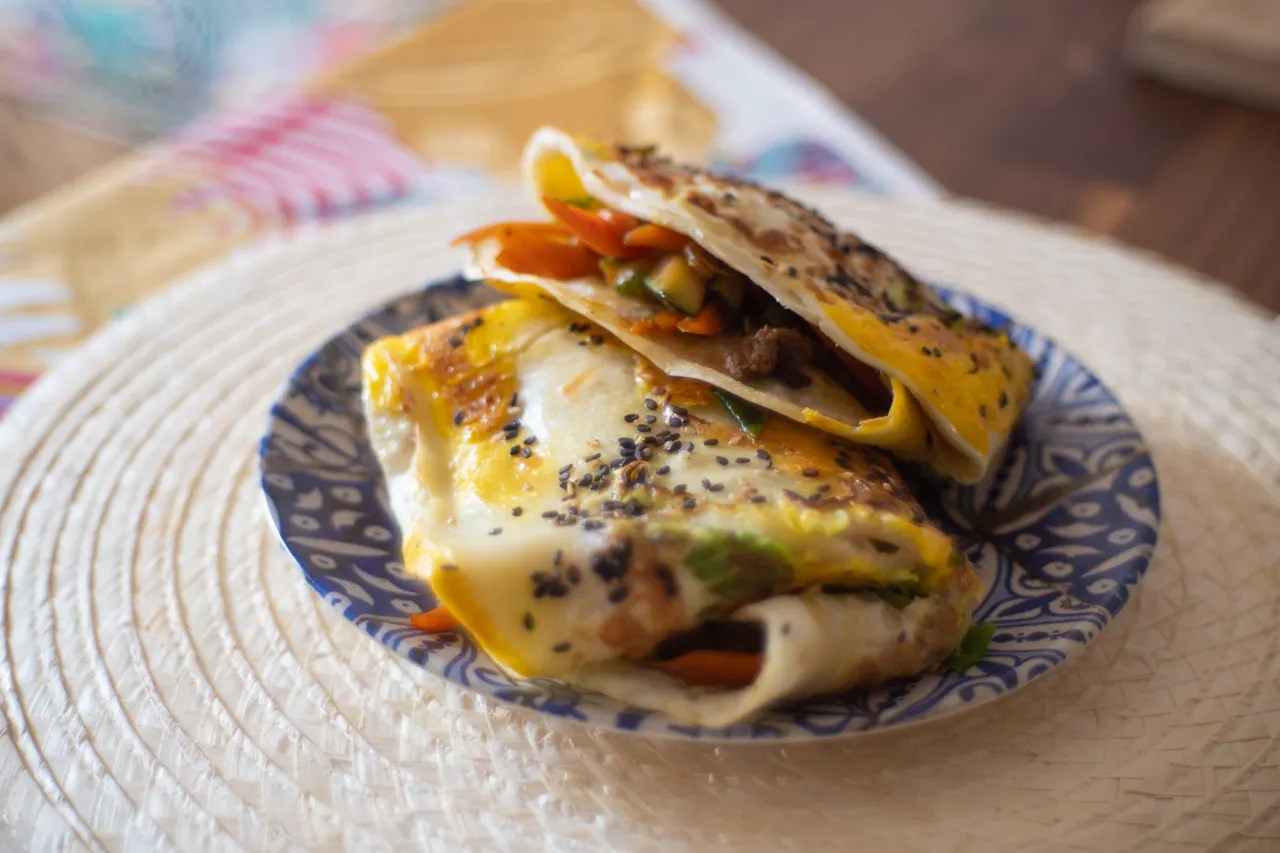 Jianbing cinese preparazione