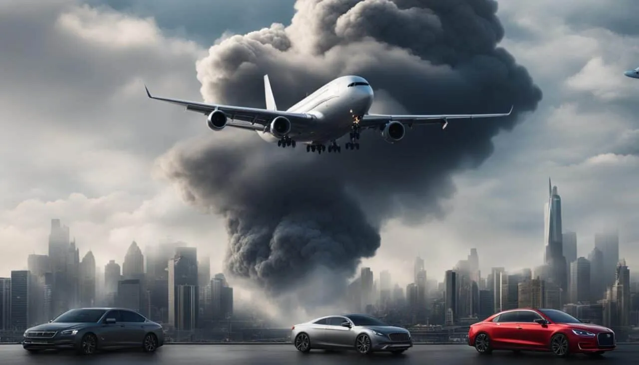 porównanie emisji CO2 samolot samochód trasy