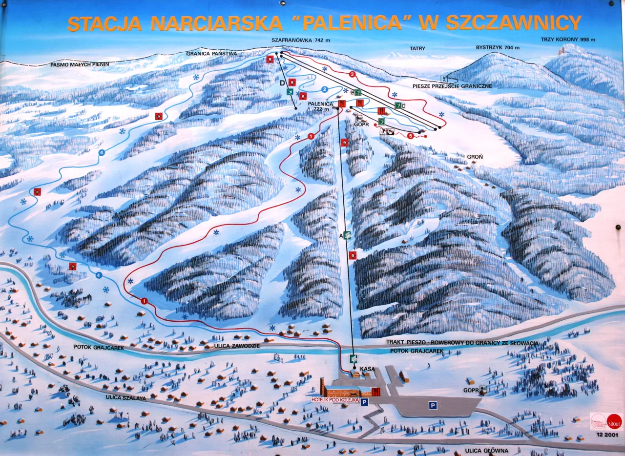 Mapa tras narciarskich Palenica Szczawnica