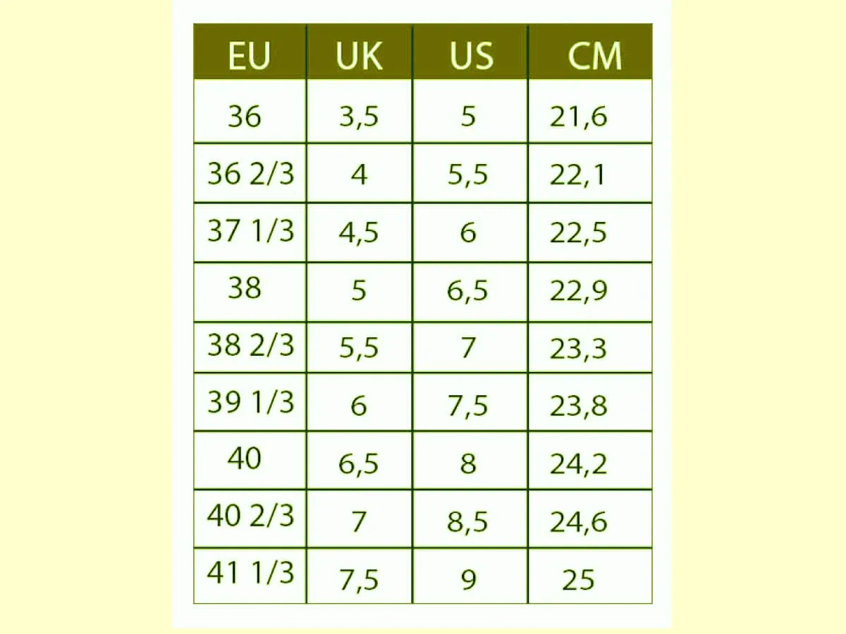 tabela rozmiarów butów UK EU