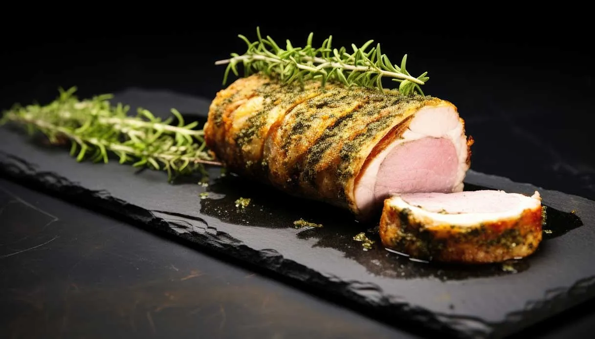 Arista di maiale in crosta di erbe