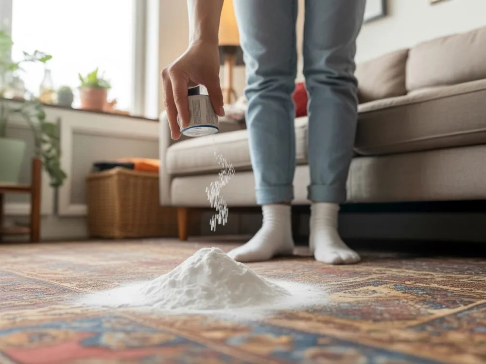 punktowe czyszczenie plamy na dywanie sprayem