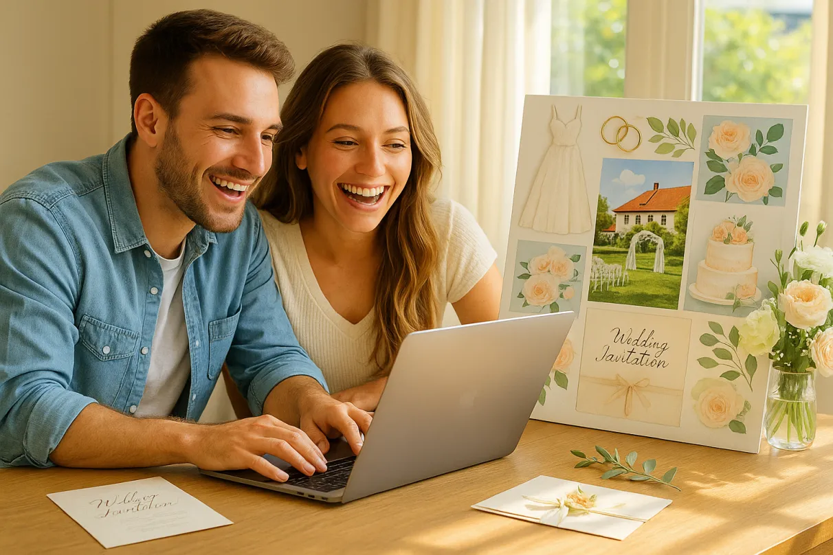 para młoda planująca ślub z kalendarzem i dokumentami