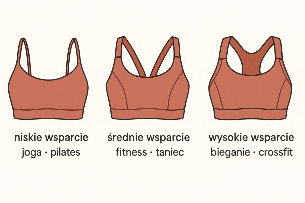 poziomy wsparcia stanik&oacute;w sportowych niskie średnie wysokie
