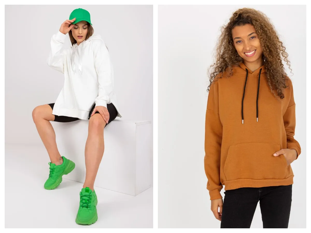 Brązowa bluza stylizacje casualowe z jeansami i joggerami