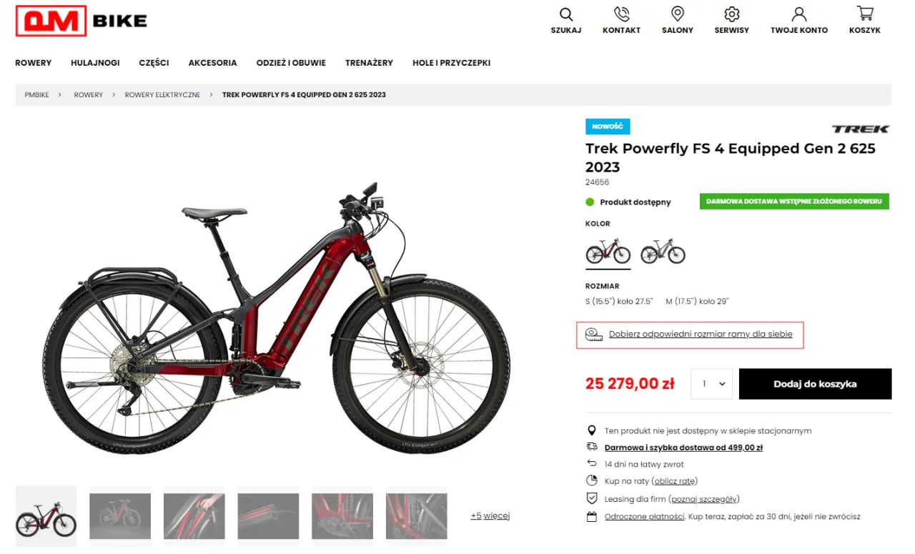 Tabela rozmiarów ram rowerowych