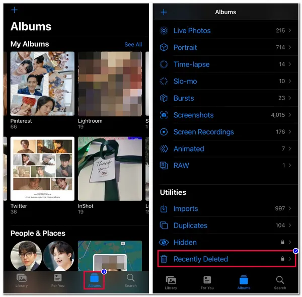 iPhone folder ostatnio usunięte