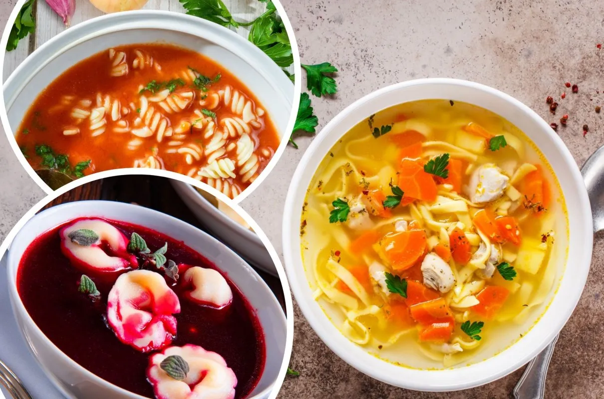 Tradycyjne polskie zupy rosół pomidorowa żurek