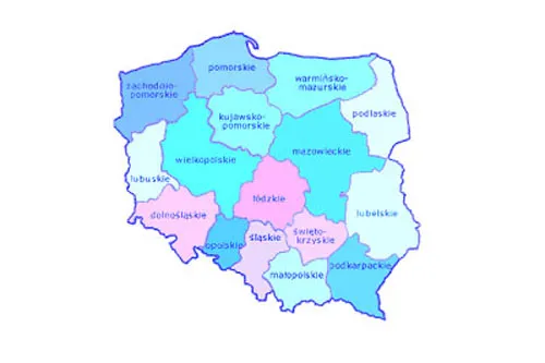 Jednostki Samorządu Terytorialnego mapa Polski