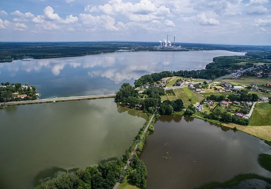 Jezioro Rybnickie widok z lotu ptaka