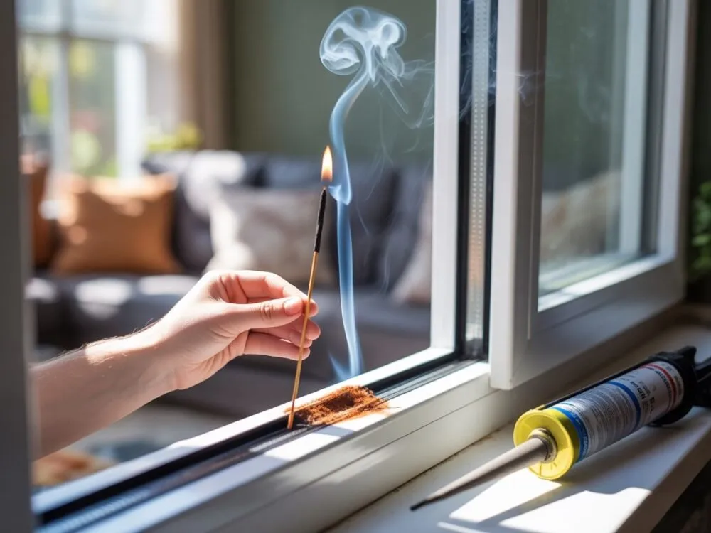 test szczelności drzwi kartką świecą