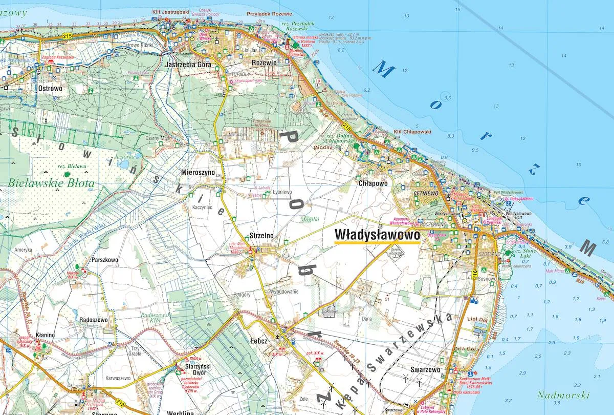 mapa Polski wybrzeże z cenami noclegów