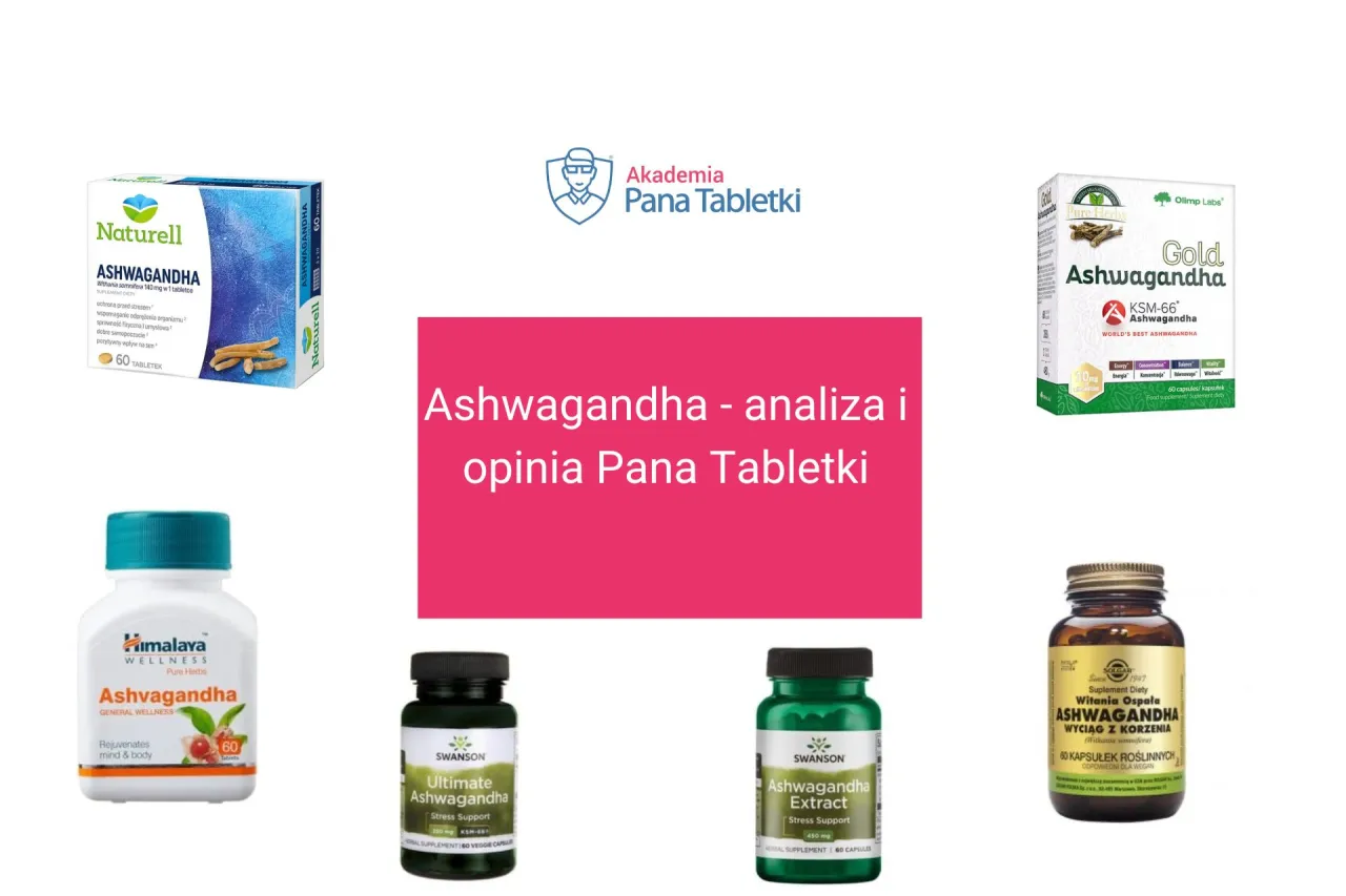 R&oacute;żne suplementy z ashwagandhą, kt&oacute;re mogą wpływać na poziom testosteronu i og&oacute;lne samopoczucie.