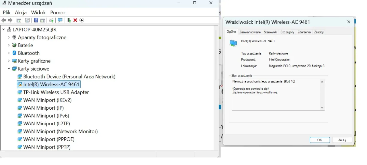 Windows 10 Menedżer Urządzeń Bluetooth wykrzyknik