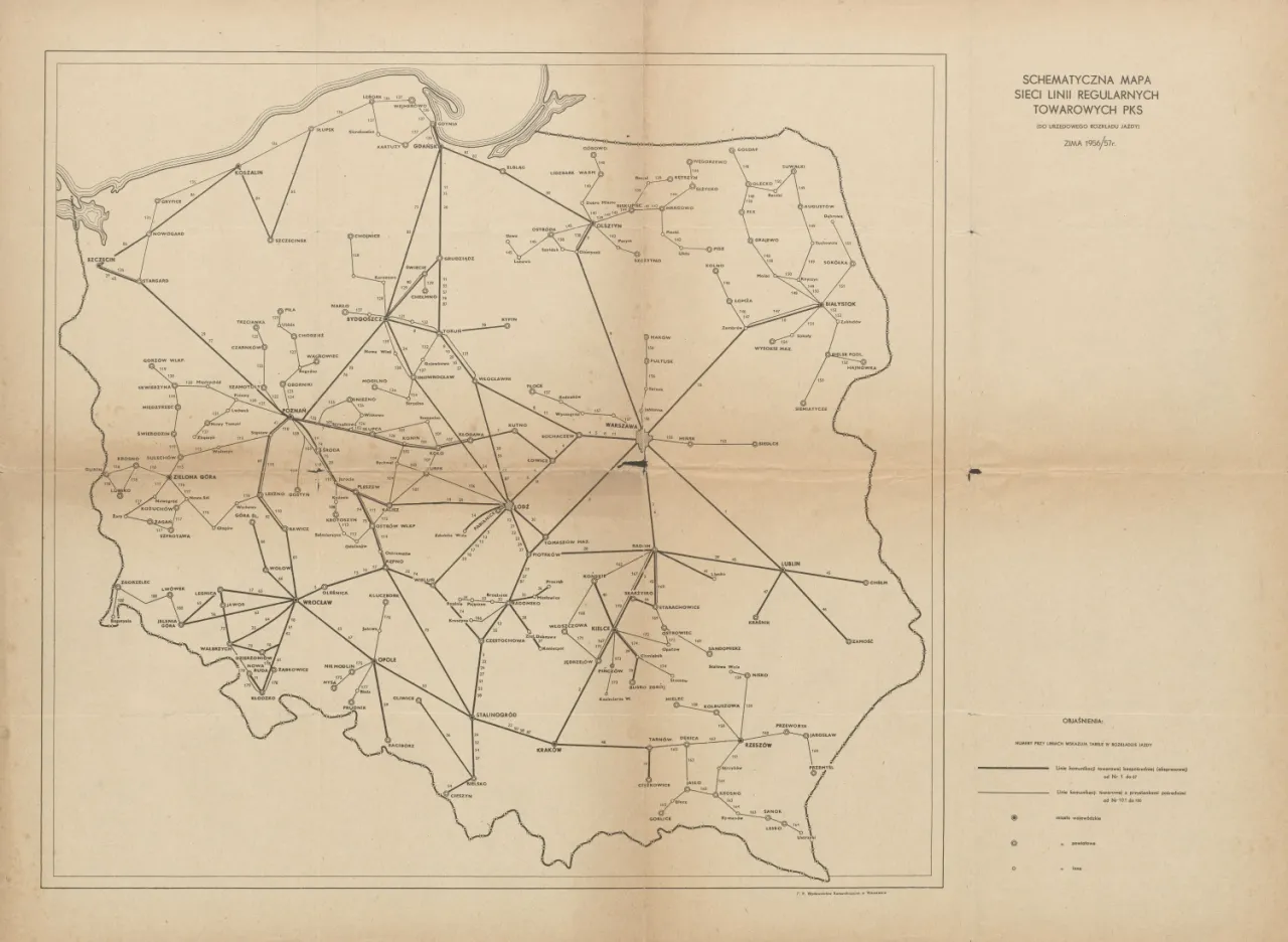 mapa połączeń autobusowych PKS Polska