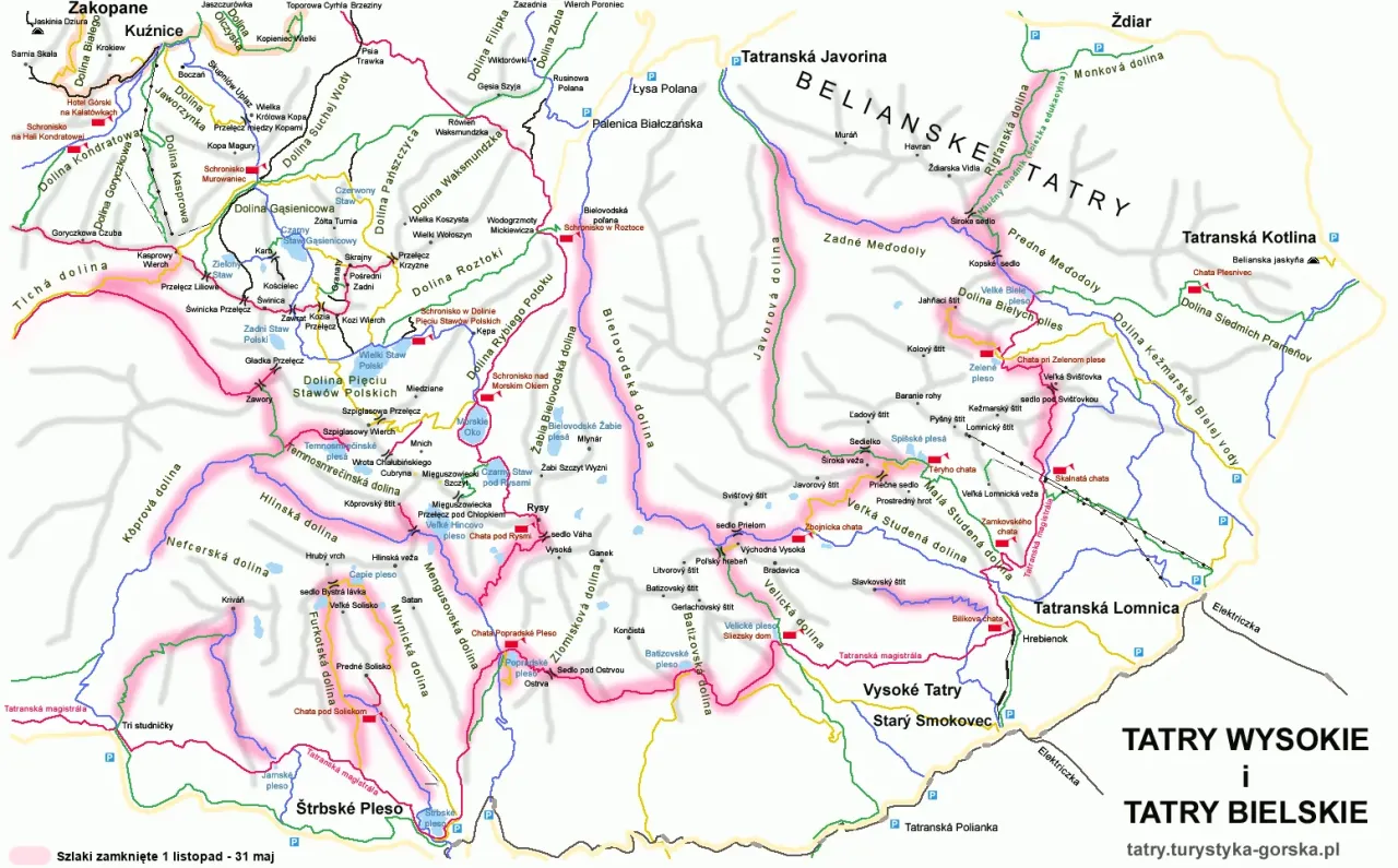 Kalendarz zamknięć szlaków Tatry