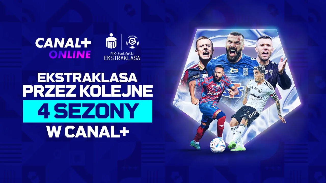Piłkarze PKO Bank Polski Ekstraklasy w akcji. Canal+ Online pokaże ekstraklasę przez kolejne 4 sezony.